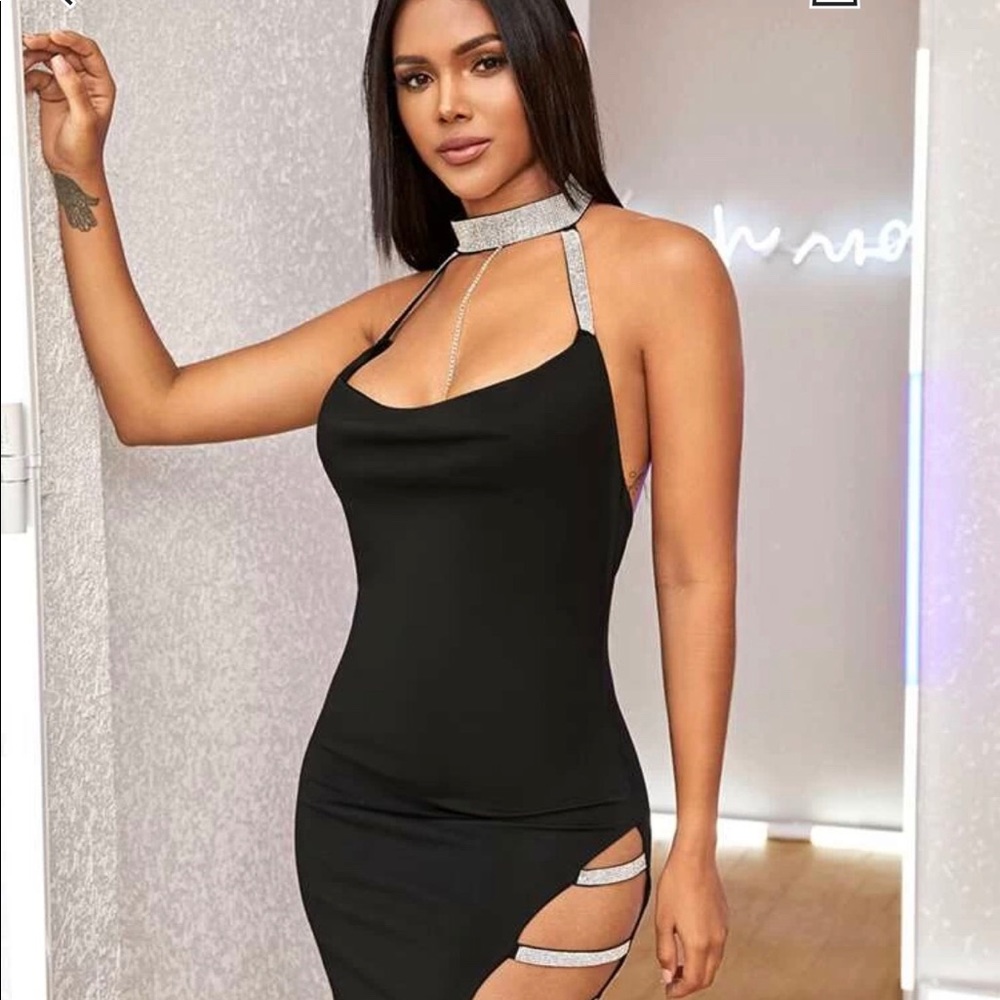 Rhine stone midi dress with cut outs